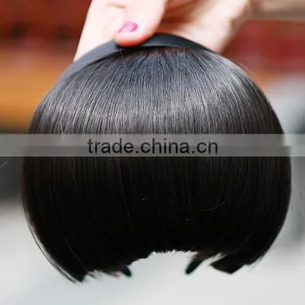 2016 New Style Heat Resistant Fiber Black Hair Curly Bangs photo-2