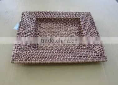 Rectangle Rattan Plate Brown Charger Plate Cheap Charger Plates
