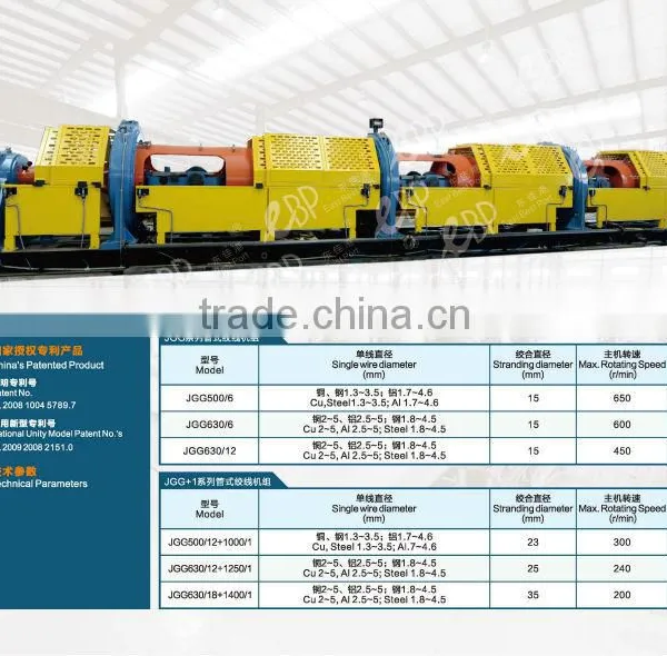 Tubular Strander Model JGG Bearing Type