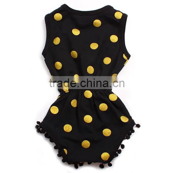 Knitted Baby Jumpsuit Black Yellow Spot Rompers Baby Girls Rompers Jumpsuits photo-3