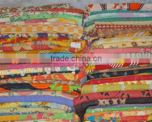 Wholesale Vintage Kantha Quilt, Kantha Throw, Sari Quilt, Sari Blanket
