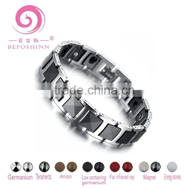 Wholesale Men's Women's Fashion Stainless Steel/ Titanium Healthy Magnet Negative Ion Bracelet,Korean Style Popular