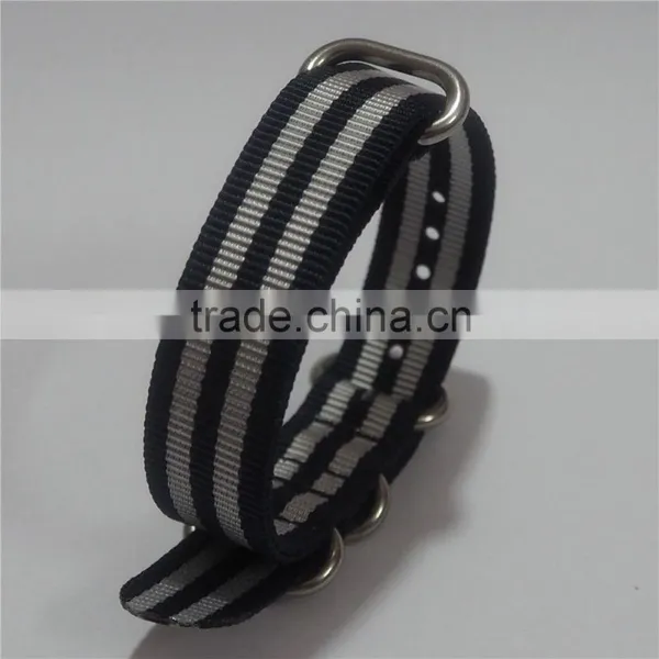 4 Rings Black Gray Stripe James Bond Zulu ODM Watch Bands photo-6