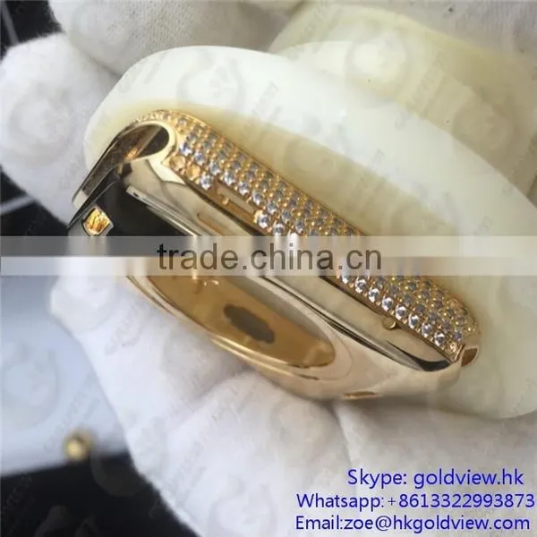 Newest Hot Selling, Crystal Steel Metal Case Housing for Apple Watch 24k Gold Plated photo-3