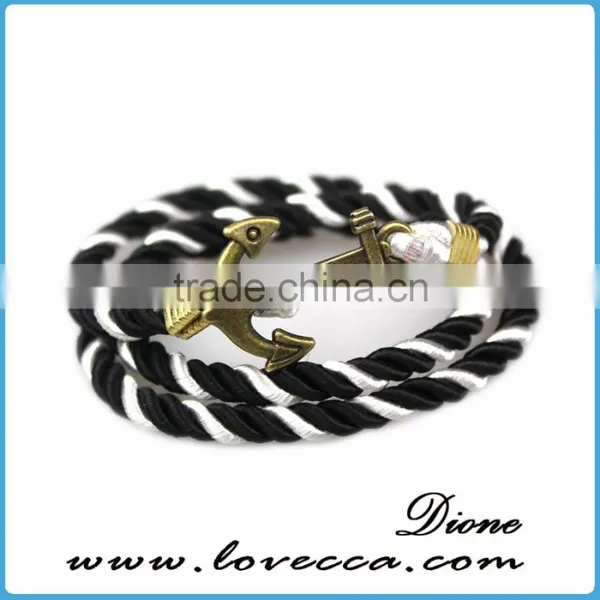 2016 Fashion Navy Style Mens Anchor Leather Rope Bracelet Anchor photo-3