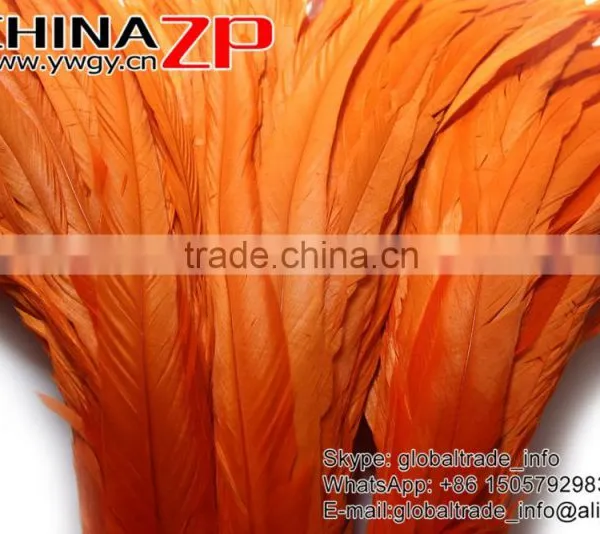Gold Supplier ZPDECOR Wholesale 40-45cm Length Orange Chicken Fully Dyed Roosters Feathers photo-3