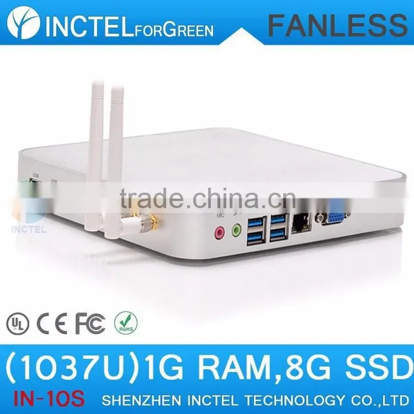 Fanless Mini ITX PC Low Power Computer Intel Celeron 1037U CPU 1G RAM 8G SSD 300M WiFi With Actived Win7 or Linux Microtik photo-2