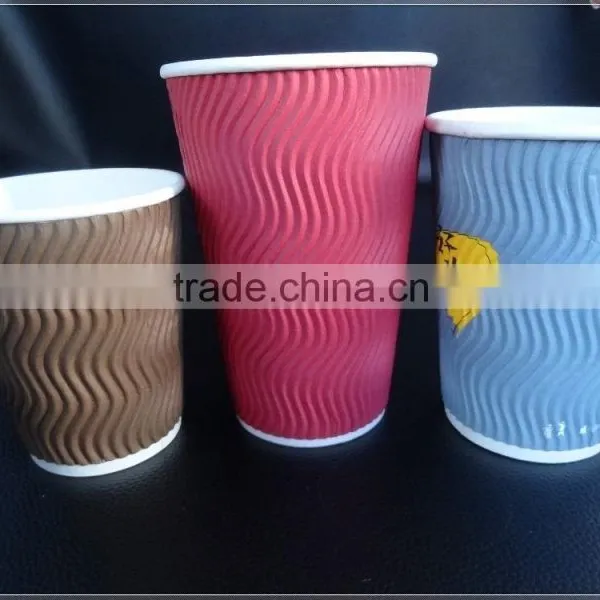 Custom Logo Hot Drinking 12 oz Coffee Ripple Wall Paper Cup photo-3