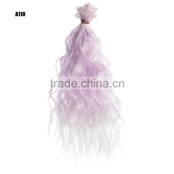25cm Long Ombre Wavy Hair Curly Extension Bundles for Doll photo-3