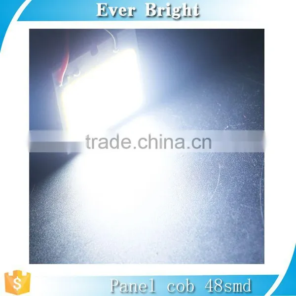 Constant Nonpolarity COB 48SMD LED Panel Roof Light Lamp + T10 Festoon Adapter Dome Light Bulb photo-4