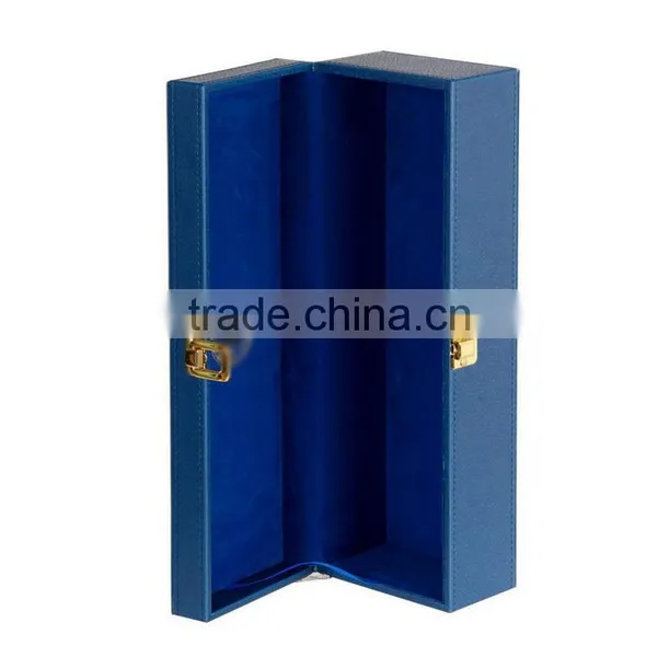 Chinese Factories Wholesale Custom Luxury Single Bottled Wine Box, Leather Blue Fashion Beautiful Gift Box photo-3