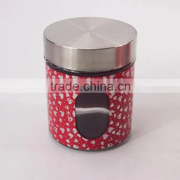 4 Pcs Set Red Round Glass Jar With Stainless Steel Lid photo-5