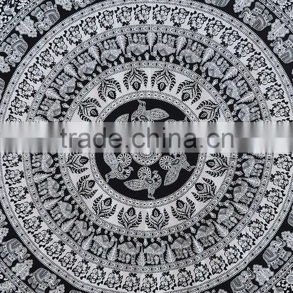 Black & White Elephant Mandala Tapestry , Wall Hanging ,Hippie Indian Tapestry New Year Gift photo-4