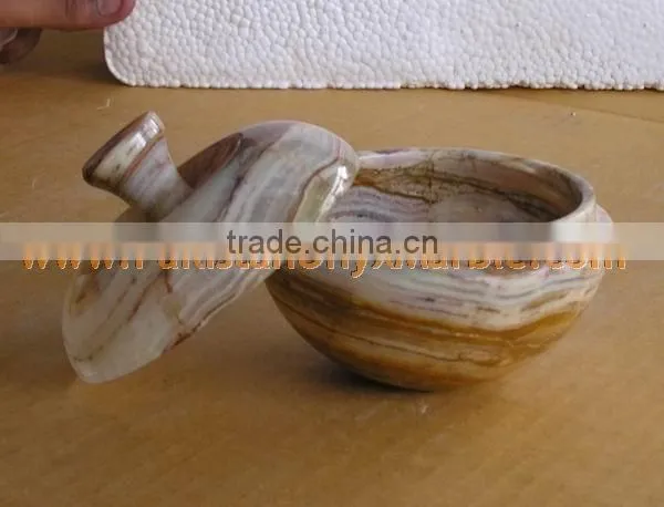 CUSTOM MADE Pakistani Supplier ONYX CANDY JARS POTS HANDICRAFTS photo-3