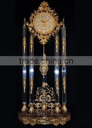 French-Empire-Style Gold Gilt Ormolu Ornate Floor Pendulum Clock, Decorative Grandfather Floor Bronze Dore Clock photo-4