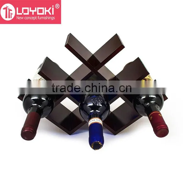 Gold Supplier W Shape 8 Bottle Tabletop Wooden Wine Rack , Wood Wine Display photo-3