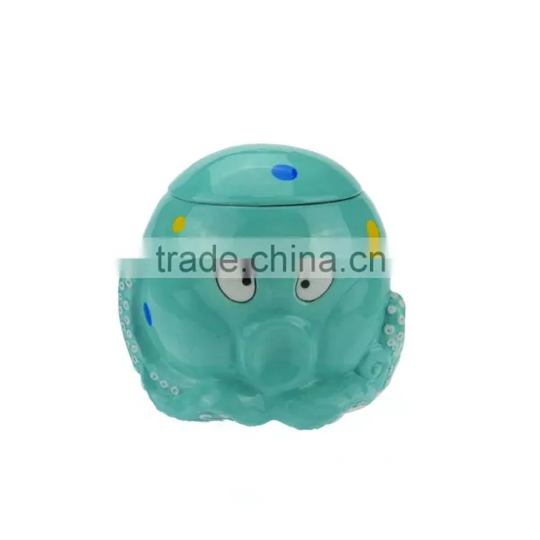 Ocean Series Cute Octopus Hand-painted Ceramic Cookie Jar With Lid