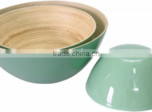 Spun Bamboo Salad Bowls, Lacquered Bamboo Salad Bowls photo-2