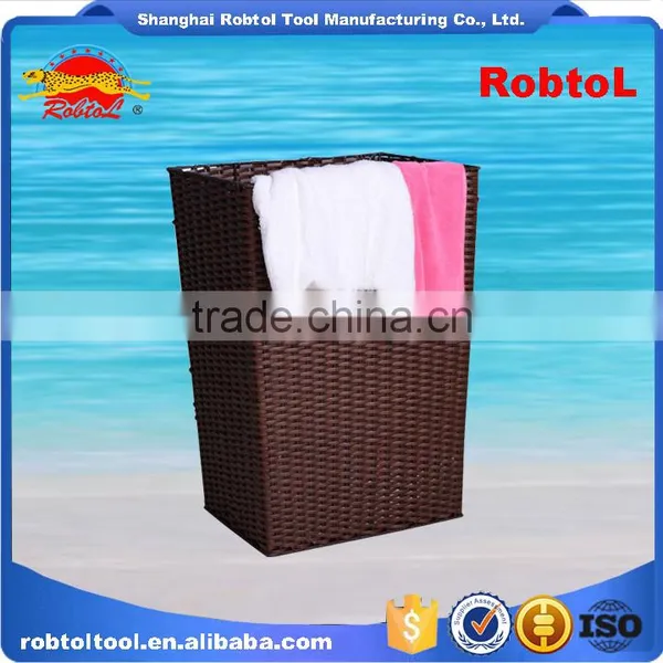 Clothing Laundry Basket Woven Washing Cloths Storage Hamper Rattan Plastic Polyethylene Bin Tidy photo-2