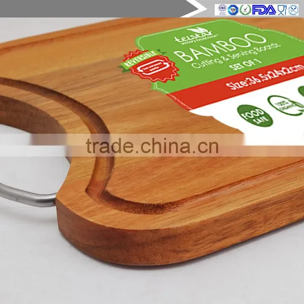 Light and Small Stainless Steel Hand Acacia Wood Chopping Block, Cutting Board photo-3