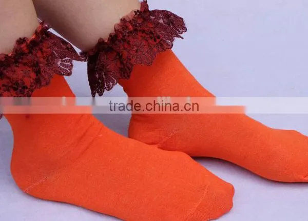 Princess Style Lace Cotton Girls Sock photo-3