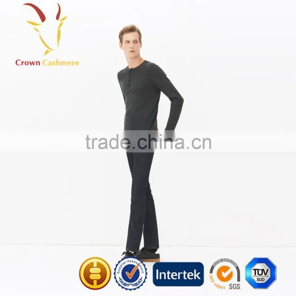 Men Button Down Knitted Cashmere Pullover Sweater photo-2