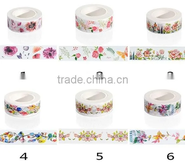 Colors 1.5cm*10m Washi Tape Flowers/cartoon Figure/animal Shape Pattern Paper Tape Decorative Tape photo-3