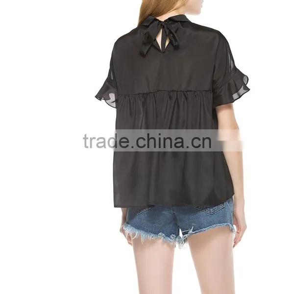 Sexy Summer Patchwork Lace Short Sleeve Blouses photo-3