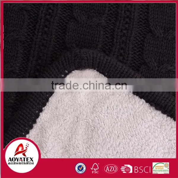 Wholesale Acrylic Crocheted Kint Double Layer Sherpa Blanket photo-3