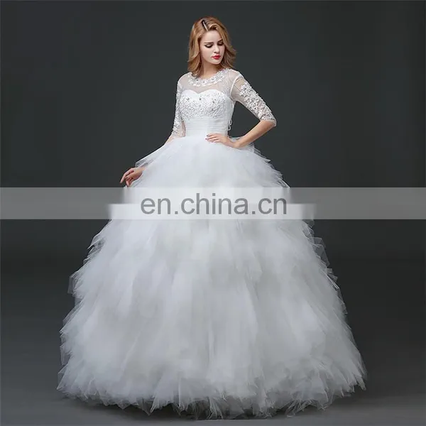 HS1619 2017 Luxury Applique Princess Bridal Gown Corset Organza Cathedral Church Ball Gown Wedding Dresses Cheap photo-2