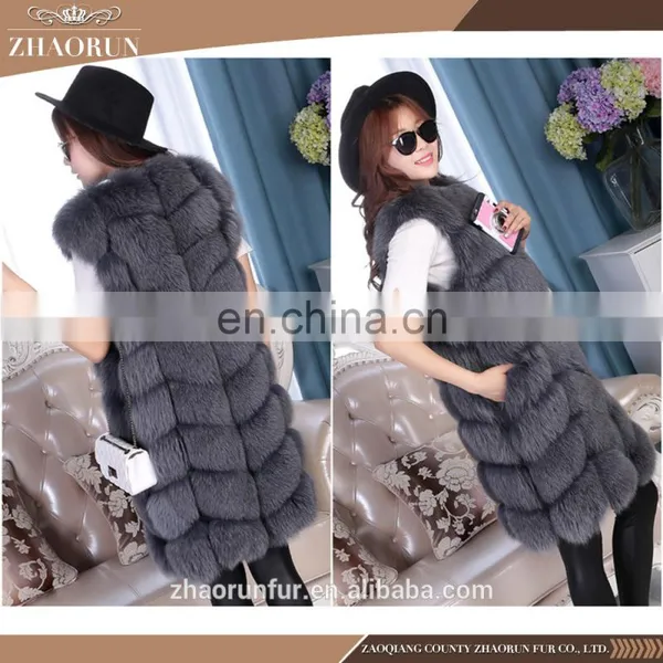 Plus Size Real Fox Fur Vest and Fur Coat With Multiple Color photo-3