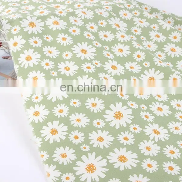 Hot Selling Soft Small Daisy Fabric 100D Four Side Elastic Digital Printed Fabric Chrysanthemum Top Women's Dress Fabric photo-6