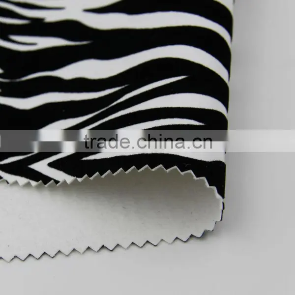 PU Leather Printed Fabric Flocking Fabric for Sofa Zebra-stripe photo-3