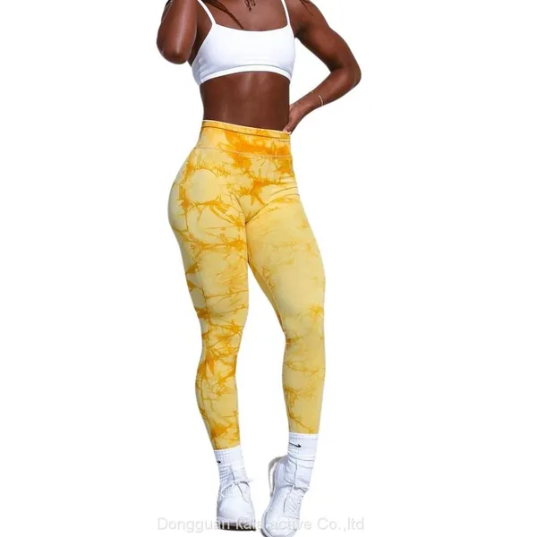 High Waist Tie Dye Scrunched Gym Leggings photo-3