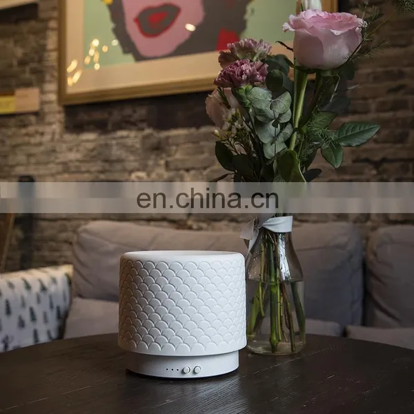 High End Ceramic Aroma Diffuser With Bamboo Base 280ml Water Capacity And Warm Light Timer Auto Off Long Cord For Home Office photo-5