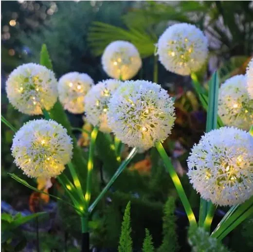 Solar Scallion Flower Outdoor Colorful Dandelion Flash Stake Light on off Landscape Lamp
