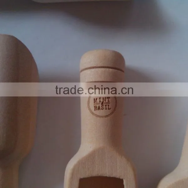 Cosmetic or Spice Mini Wooden Scoop Printing or Engraved With Custom Burnt Logo photo-3