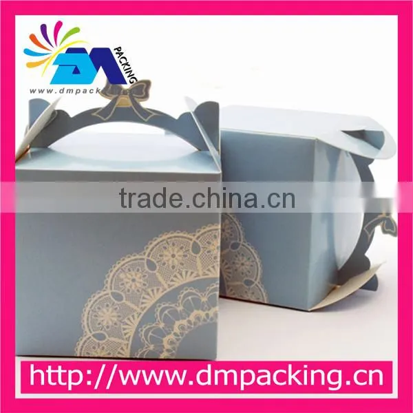 Blue Wholesale Customized Cheap Paper Handle Cake Box