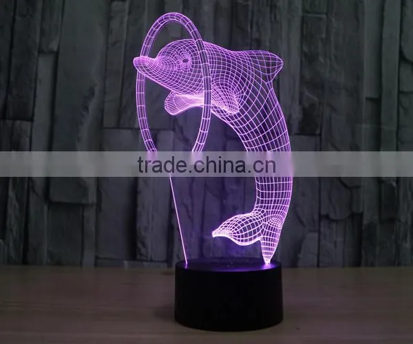 3D Illusion Led Night Light 7colors Dolphin Lamp Table Novelty Products Christmas Lights With Touch Button Children Night Light photo-5