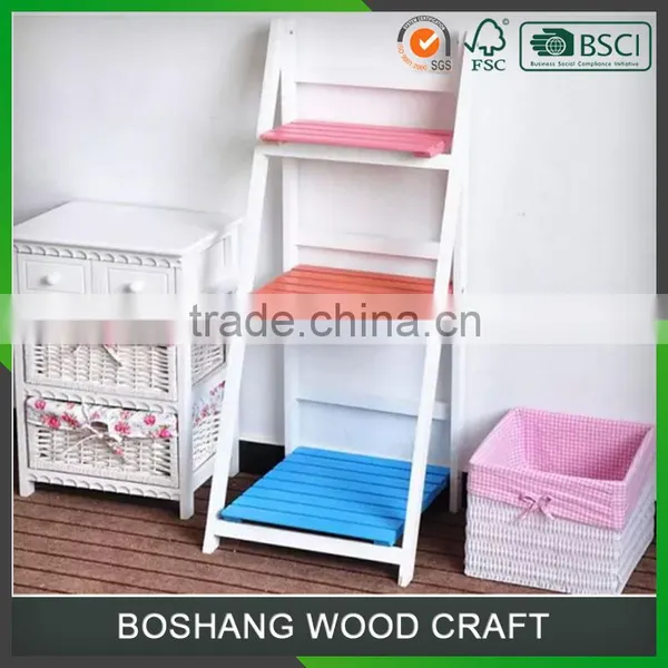 BOSHANG Custom White Wooden Storage Book Shelf
