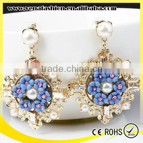 Instock Enamel Beads Soft Ceramic Shaped Flower Earring photo-2