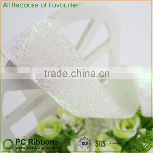 25mm White Metallic Velvet Ribbon Glitter Ribbon Wholesale photo-3