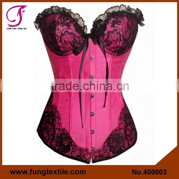400802 Woman Satin Lace Slimming OverBust Sexy Tight Corset photo-3