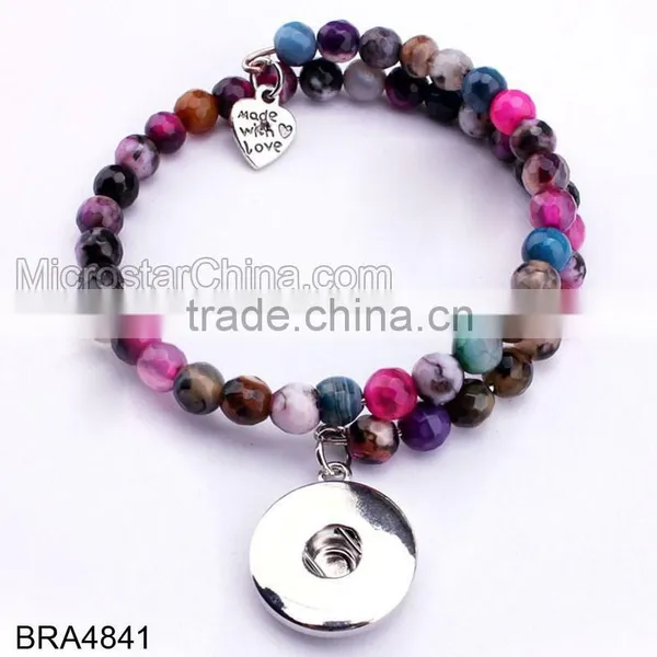Hot Selling Snap Button Charm Leather Bracelet Jewelry photo-6