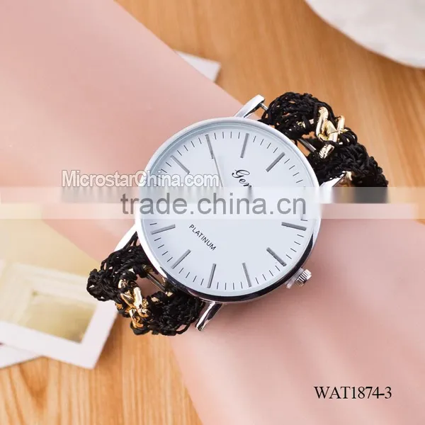 New Classic Geneva Ethnic Braided Analog Nailed Chain Watch photo-4