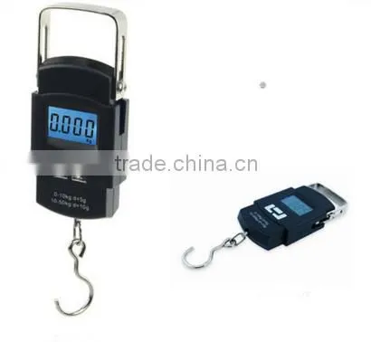 50kg Double Precision Black Electronic Luggage Scale Belt/hook Blue Backlight Lcd photo-3