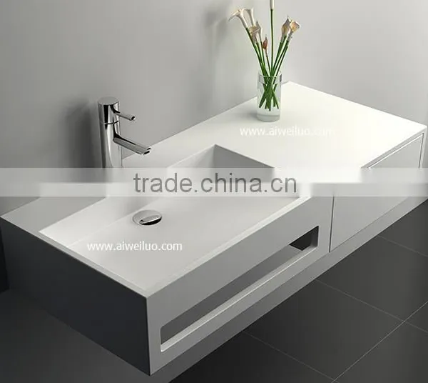 Modern Acrylic Solid Surface Wall Hung Wash Basin,Solid Stone Resin Wash Basin photo-5