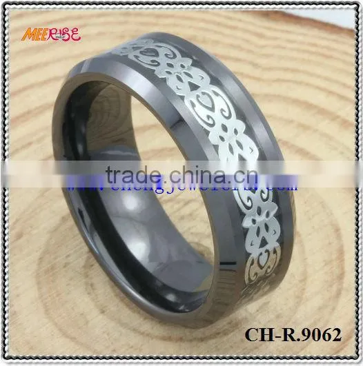 2015 Alloy Inlay Black Gold Engagement Ring,metal Ceramic Ring for Engagement photo-4