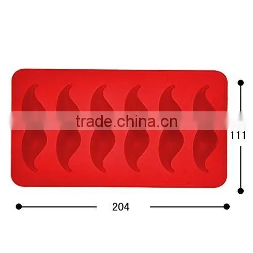 Mustache Shaped Ice Cube Tray 6 Cavities Silicone Ice Molds photo-2