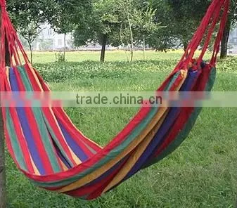 Portable Colorful Stripe Quilted Fabric Canvas Outdoor Camping Travel Hammock photo-2